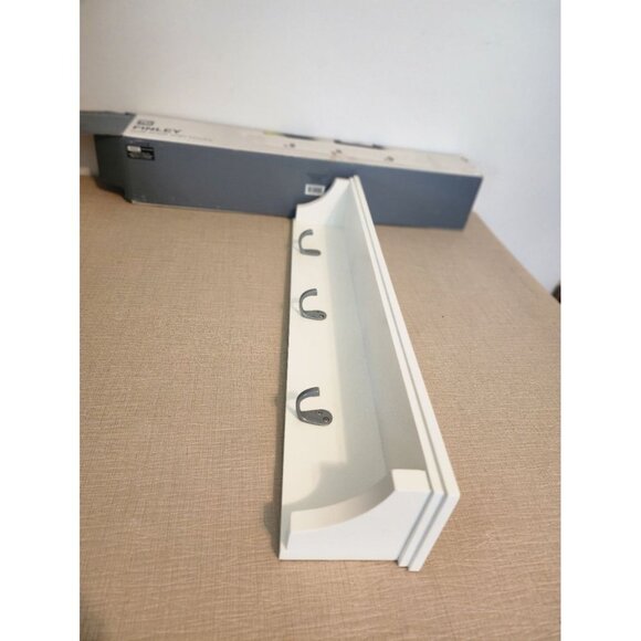 Finley Wall Shelf By Kiera Grace With 3 Hooks White Finish - Picture 6 of 8
